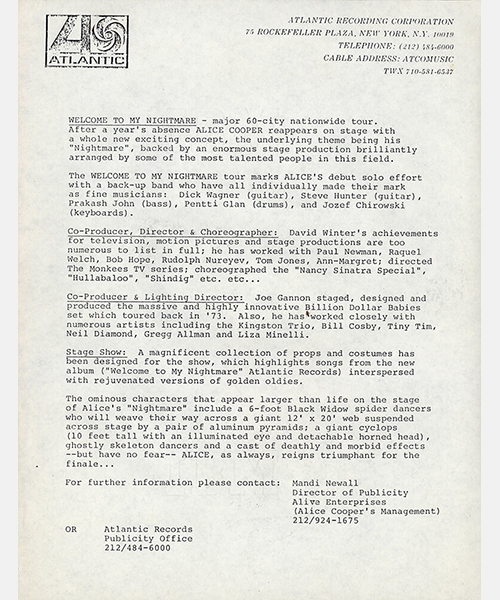 Tour Press Release (1975)